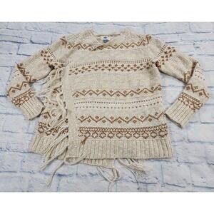 Old Navy Cardigan WOMENS M Open Front Wrap Sweater Fringe Southwest Western